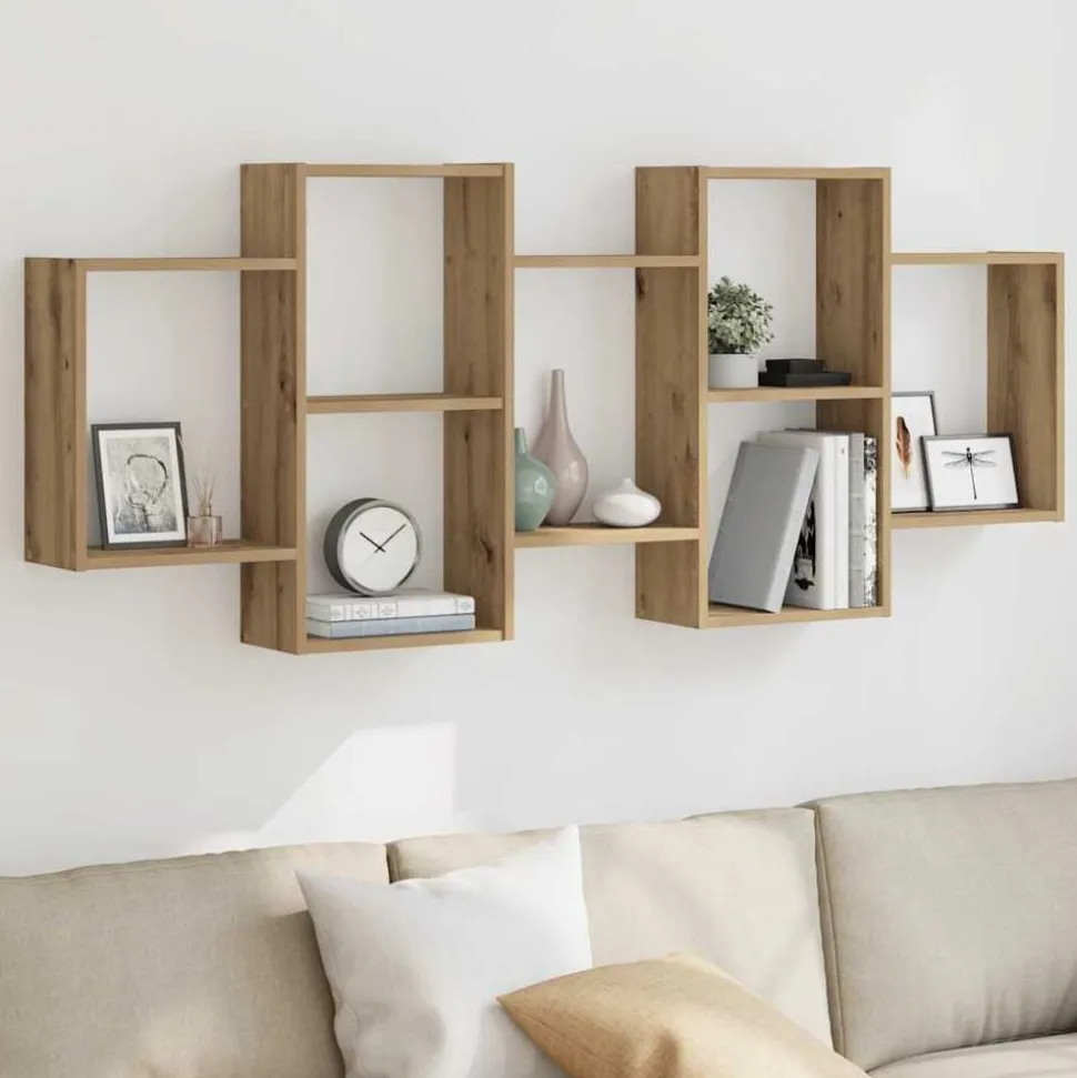 vidaXL Wandschap 159x18x65 cm bewerkt hout artisanaal eikenkleurig