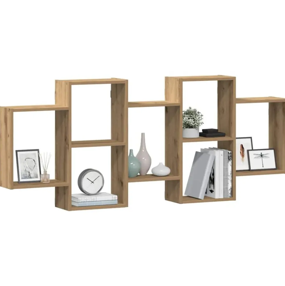 vidaXL Wandschap 159x18x65 cm bewerkt hout artisanaal eikenkleurig