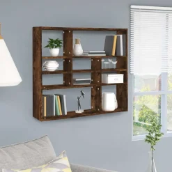 vidaXL Wandschap 90x16x78 cm bewerkt hout gerookt eikenkleurig