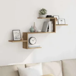 vidaXL Wandschap 104x15x49 cm bewerkt hout artisanaal eikenkleurig