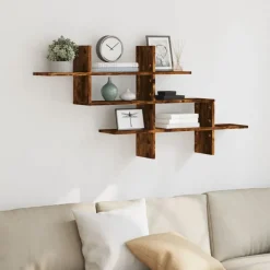 vidaXL Wandschap 124,5x18x60,5 cm bewerkt hout gerookt eikenkleurig