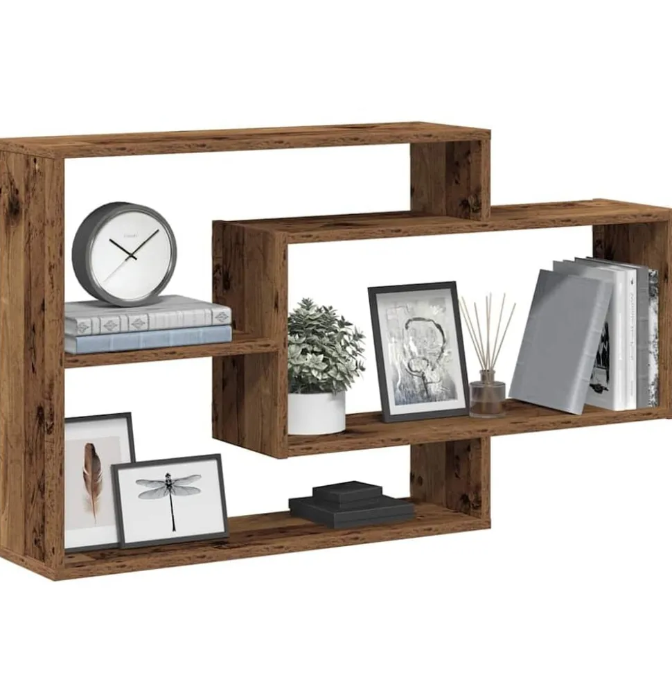 vidaXL Wandschap 104x20x58,5 cm bewerkt hout oud houtkleurig