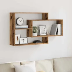 vidaXL Wandschap 104x20x58,5 cm bewerkt hout oud houtkleurig