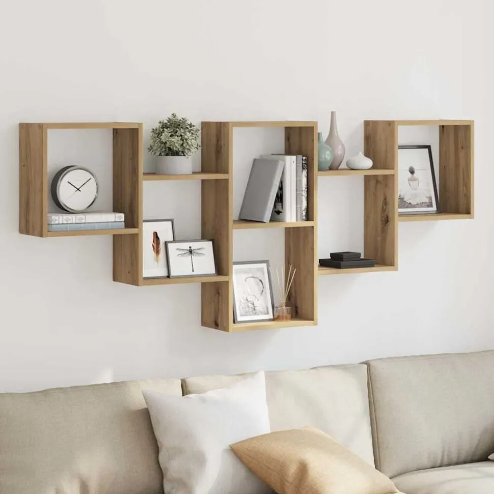 vidaXL Wandschap 159x18x66 cm bewerkt hout artisanaal eikenkleurig