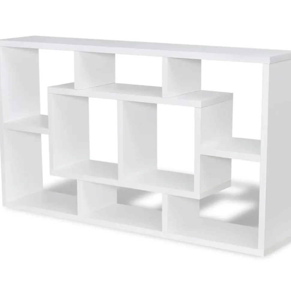 vidaXL Wandschap zwevend 8 vakken wit