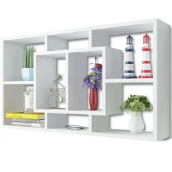 vidaXL Wandschap zwevend 8 vakken wit