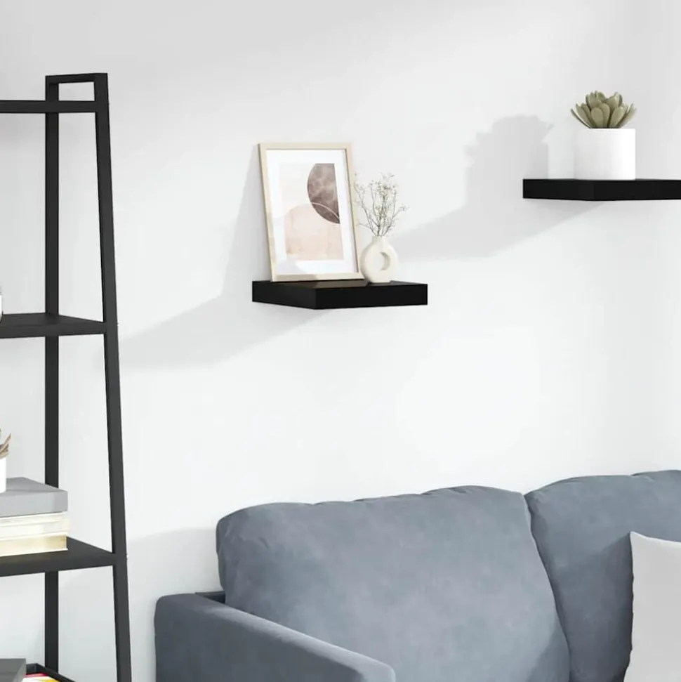 vidaXL Wandschap zwevend 23x23,5x3,8 cm MDF hoogglans zwart