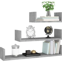 vidaXL Wandschappen 3 st bewerkt hout betongrijs