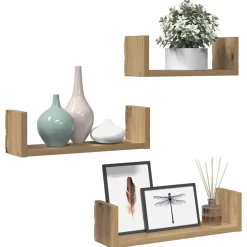 vidaXL Wandschappen 3 st bewerkt hout artisanaal eiken