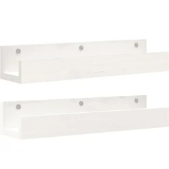 vidaXL Wandschappen 2 st 50x12x9 cm massief grenenhout wit