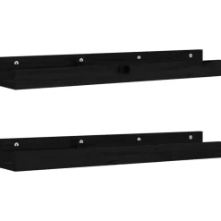vidaXL Wandschappen 2 st 80x12x9 cm massief grenenhout zwart