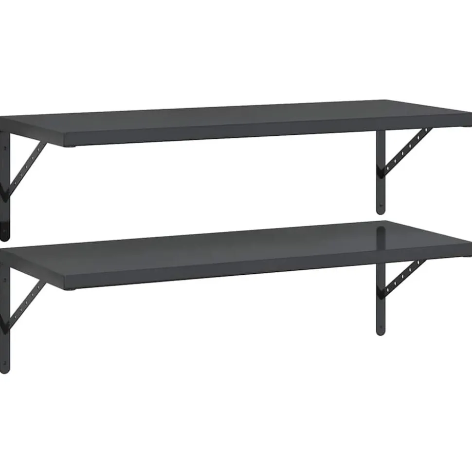 vidaXL Wandschappen 2 st 100x40 cm roestvrijstaal zwart