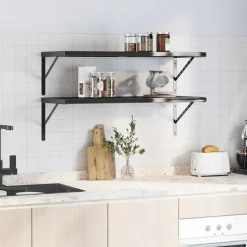 vidaXL Wandschappen 2 st 100x40 cm roestvrijstaal zwart
