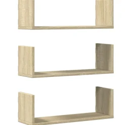 vidaXL Wandschappen 3 st 58x18x18 cm spaanplaat sonoma eikenkleurig