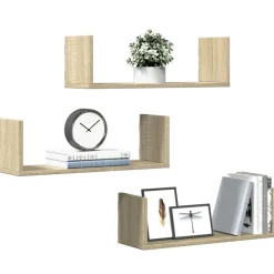 vidaXL Wandschappen 3 st 58x18x18 cm spaanplaat sonoma eikenkleurig