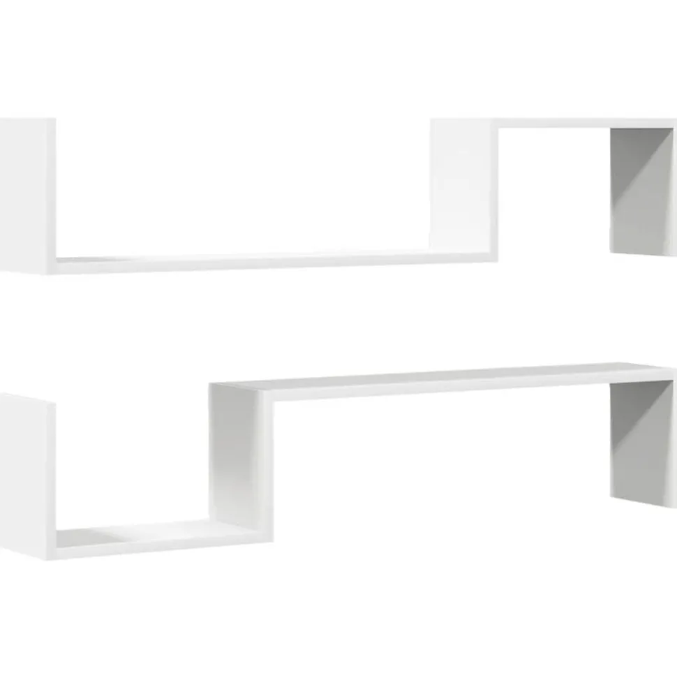 vidaXL Wandschappen 2 st 100x15x20 cm bewerkt hout wit