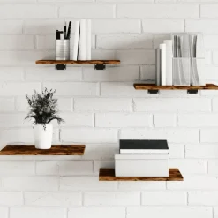 vidaXL Wandschappen 4 st 40x30x1,5 cm bewerkt hout gerookt eikenkleur
