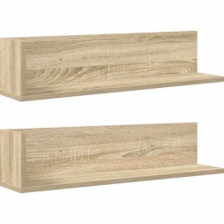 vidaXL Wandschappen 2 st 75x16,5x16,5cm bewerkt hout sonoma eikenkleur