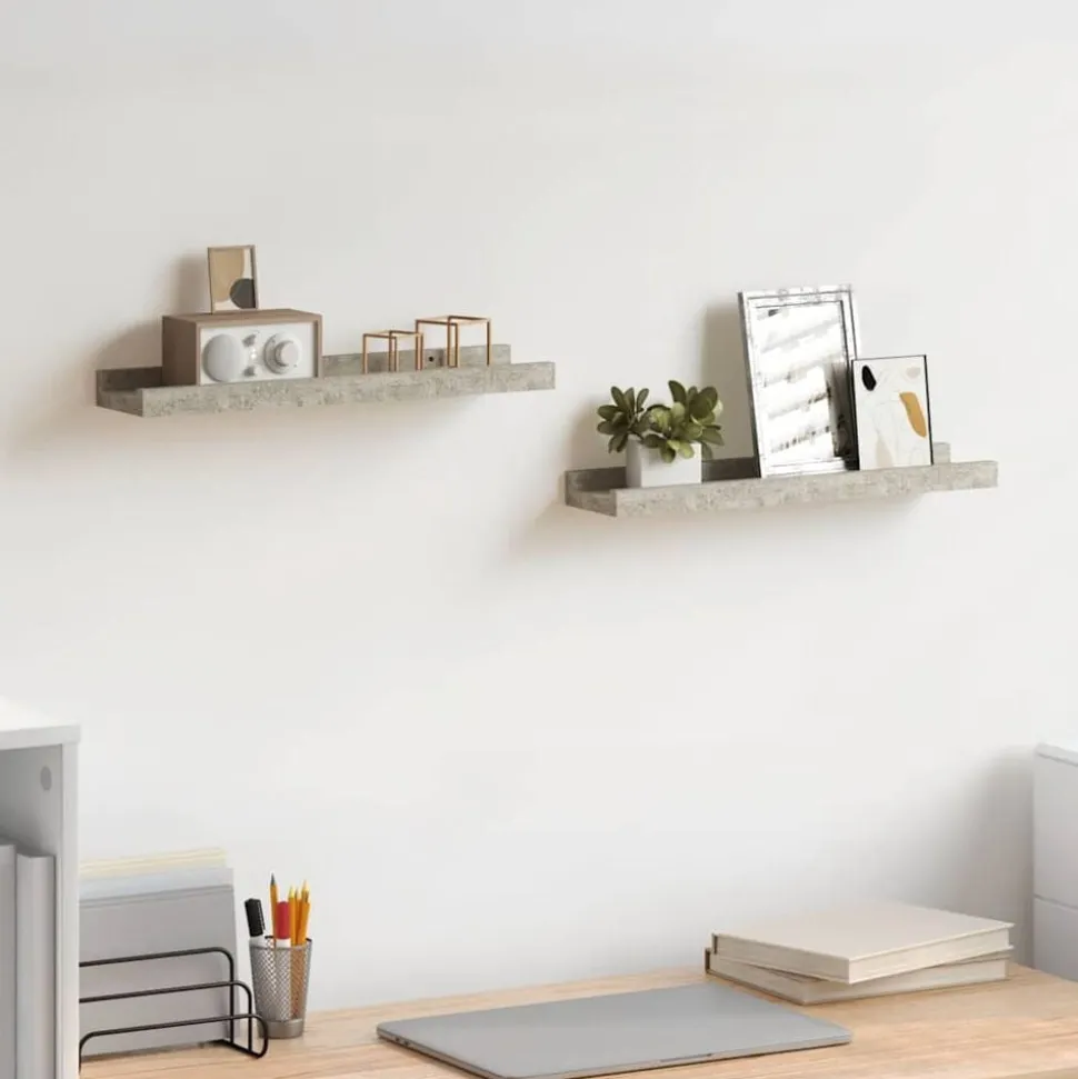 vidaXL Wandschappen 2 st 40x9x3 cm betongrijs