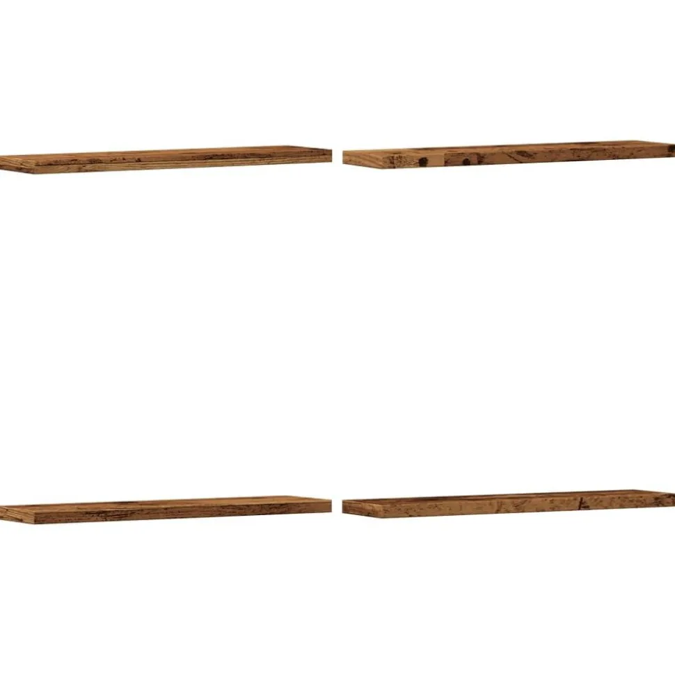 vidaXL Wandschappen 4 st 40x10x1,5 cm bewerkt hout oud houtkleurig