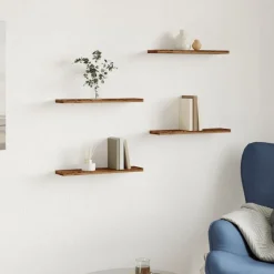 vidaXL Wandschappen 4 st 40x10x1,5 cm bewerkt hout oud houtkleurig