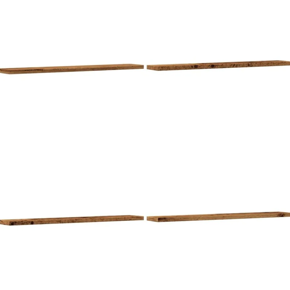 vidaXL Wandschappen 4 st 60x10x1,5 cm bewerkt hout oud houtkleurig