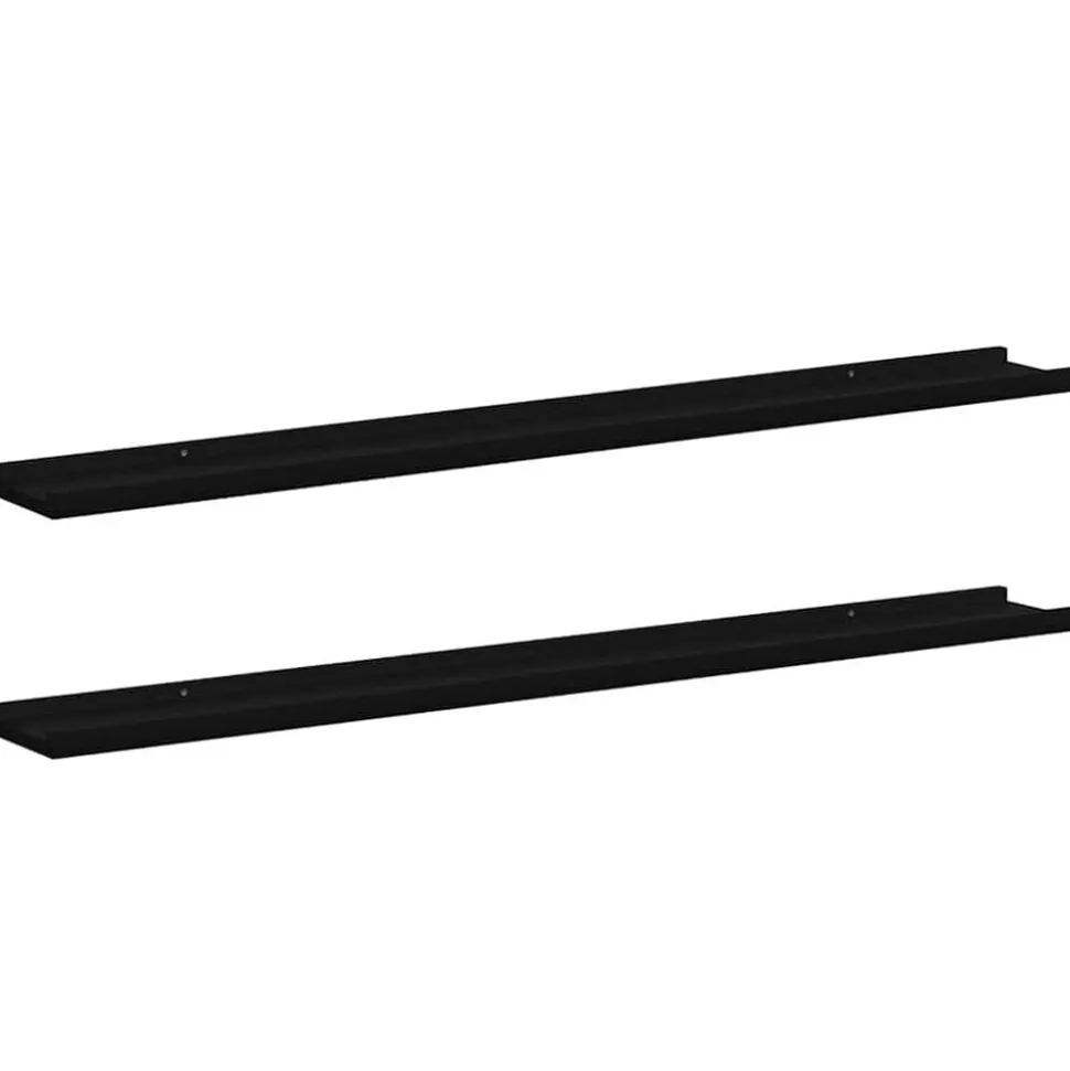 vidaXL Wandschappen 2 st 100x9x3 cm zwart