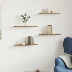 vidaXL Wandschappen 4 st 40x10x1,5 cm bewerkt hout artisanaal eiken