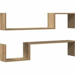 vidaXL Wandschappen 2 st 100x15x20 cm bewerkt hout artisanaal eiken