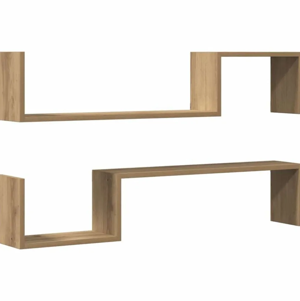 vidaXL Wandschappen 2 st 100x15x20 cm bewerkt hout artisanaal eiken