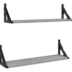 vidaXL Wandschappen 2 st 60x15x15,5 cm grijs sonoma eikenkleurig
