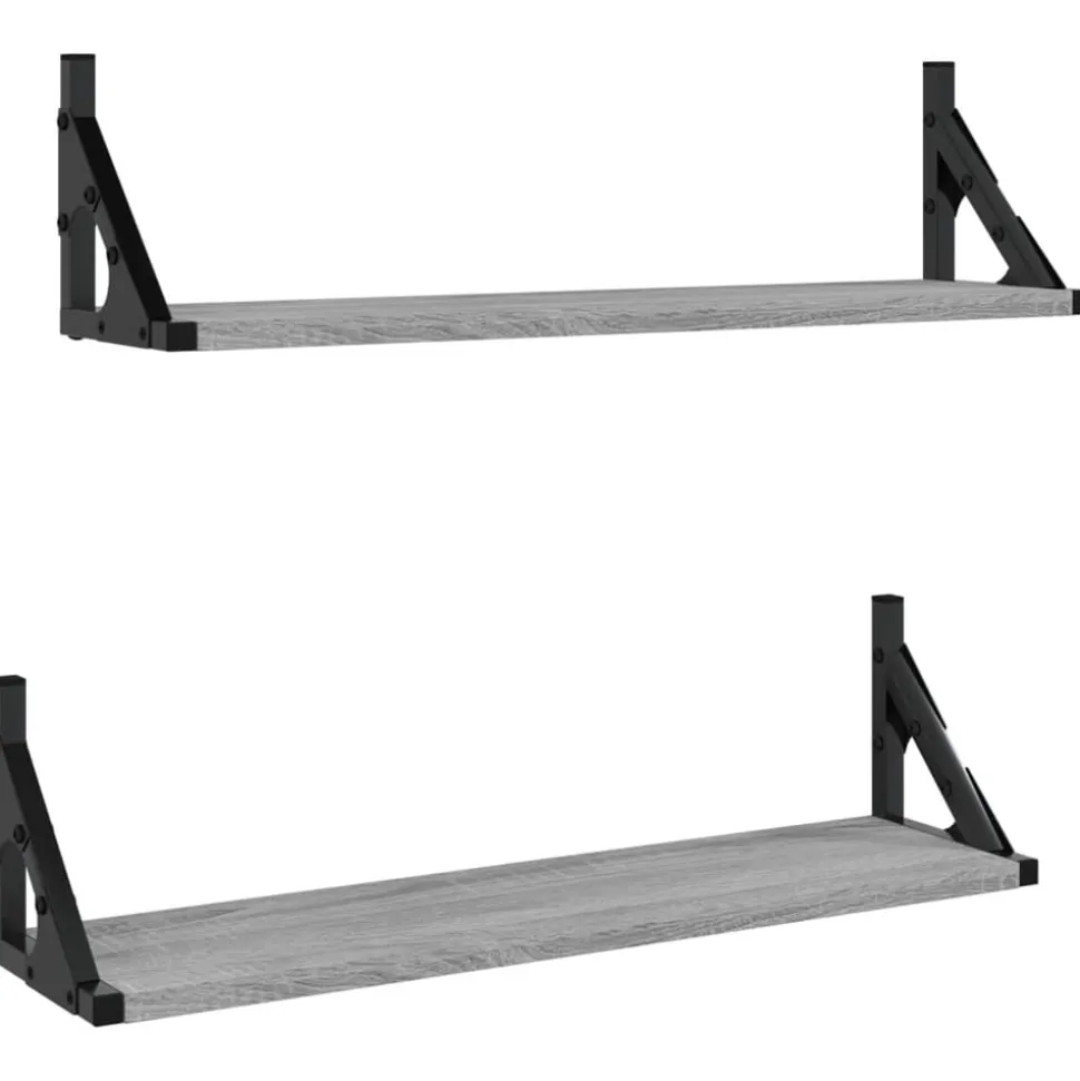 vidaXL Wandschappen 2 st 60x15x15,5 cm grijs sonoma eikenkleurig