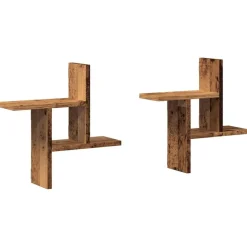 vidaXL Wandschappen 2 st 38x12x38 cm bewerkt hout oud houtkleurig