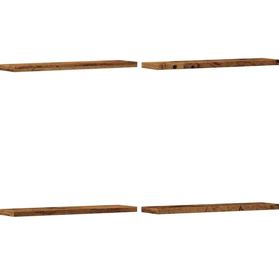 vidaXL Wandschappen 4 st 40x20x1,5 cm bewerkt hout oud houtkleurig