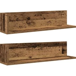 vidaXL Wandschappen 2 st 75x16,5x16,5 cm bewerkt hout oud houtkleurig