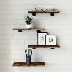 vidaXL Wandschappen 4 st 40x20x1,5 cm bewerkt hout gerookt eikenkleur