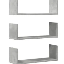 vidaXL Wandschappen 3 st 58x18x18 cm bewerkt hout betongrijs