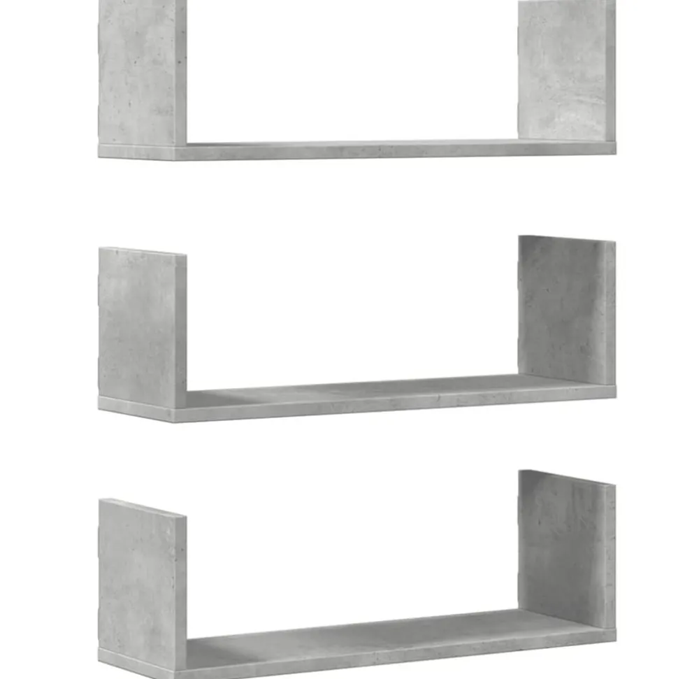 vidaXL Wandschappen 3 st 58x18x18 cm bewerkt hout betongrijs