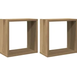 vidaXL Wandschappen kubus 2st 30x15x30cm bewerkt hout artisanaal eiken