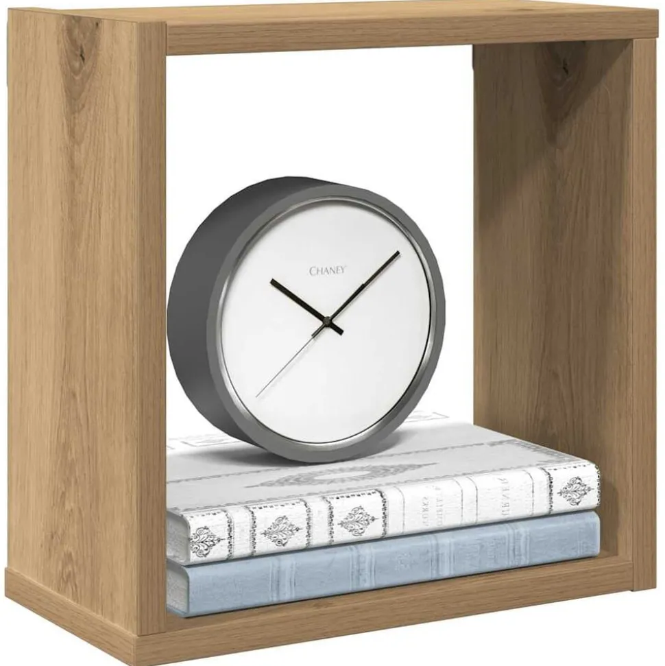 vidaXL Wandschappen kubus 2st 30x15x30cm bewerkt hout artisanaal eiken