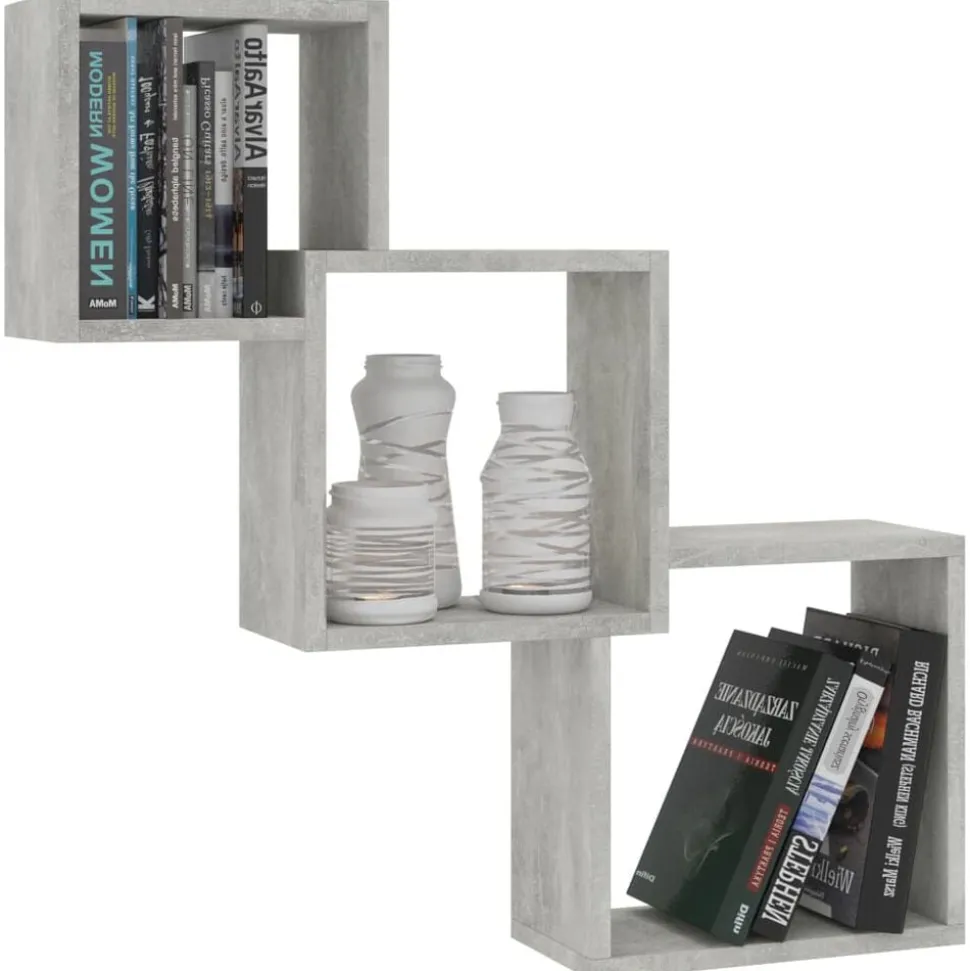 vidaXL Wandschappen kubus 68x15x68 cm bewerkt hout betongrijs