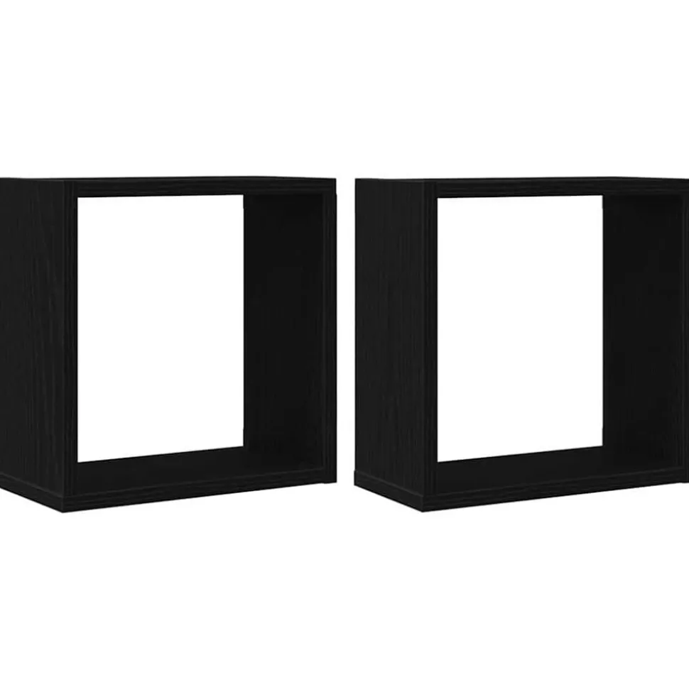vidaXL Wandschappen kubus 2 st 30x15x30 cm bewerkt hout zwart eiken
