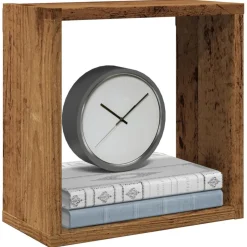 vidaXL Wandschappen kubus 2 st 30x15x30cm bewerkt hout oud houtkleurig
