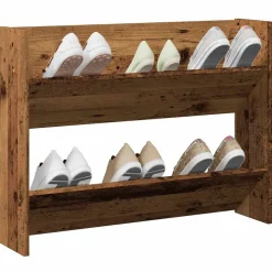 vidaXL Wandschoenenkast 80x18x60 cm bewerkt hout oud houtkleurig