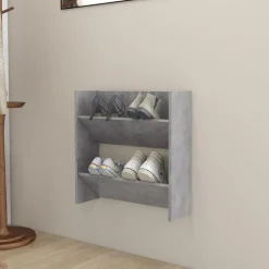 vidaXL Wandschoenenkast 60x18x60 cm spaanplaat betongrijs