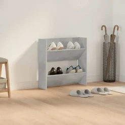 vidaXL Wandschoenenkast 60x18x60 cm spaanplaat betongrijs