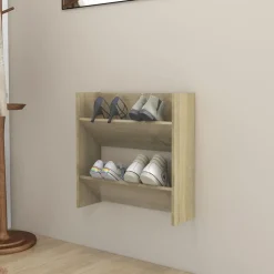 vidaXL Wandschoenenkast 60x18x60 cm spaanplaat sonoma eikenkleurig