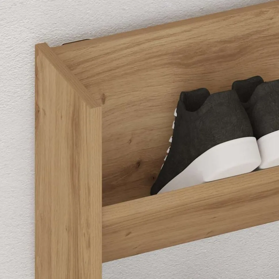 vidaXL Wandschoenenkast 80x18x60 cm bewerkt hout artisanaal eikenkleur