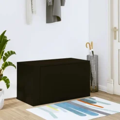 vidaXL Wandschoenenkast 70x35x38 cm bewerkt hout zwart