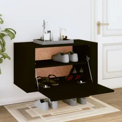 vidaXL Wandschoenenkast 70x35x38 cm bewerkt hout zwart